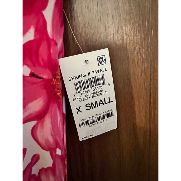 INC International Concepts Top XS NWT Pink Floral Wrap Tie Sleeveless Blouse - Picture 4 of 9